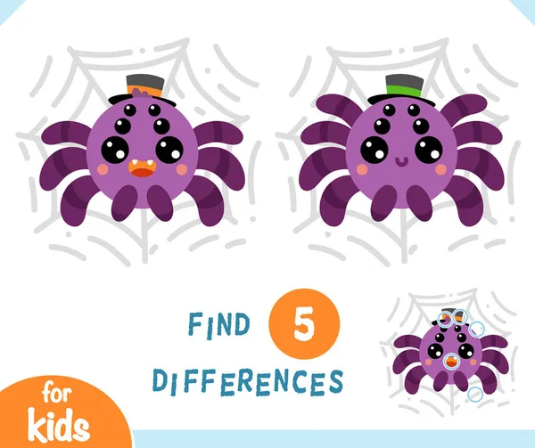 Encontrar Diferencias Juego Educativo Para Los Niños Araña Web — Archivo Imágenes Vectoriales
