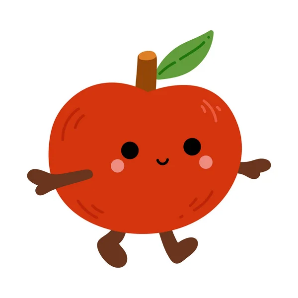 Illustration Vectorielle Bande Dessinée Pour Enfants Cartoon Personnage Mignon Pomme — Image vectorielle