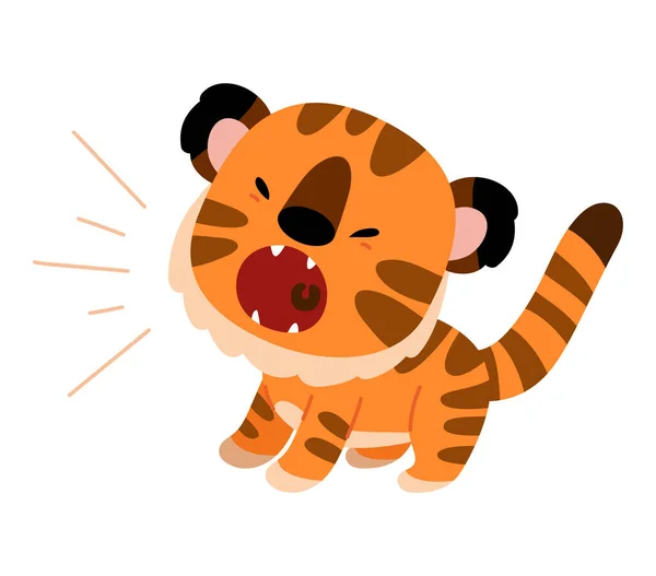 Cartoon Vector Illustration Children Cartoon Characters Tiger Growls — Stock Vector