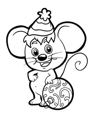 Çocuklar için boyama kitabı, Fare ve Noel şapkası