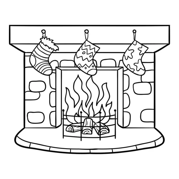 暖炉の子供のための塗り絵 — ストックベクタ