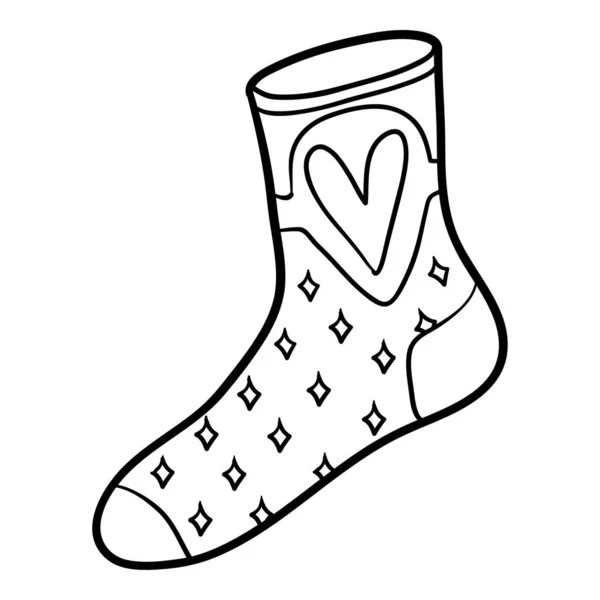 Livro Para Colorir Para Crianças Sock Com Sinal Coração — Vetor de Stock