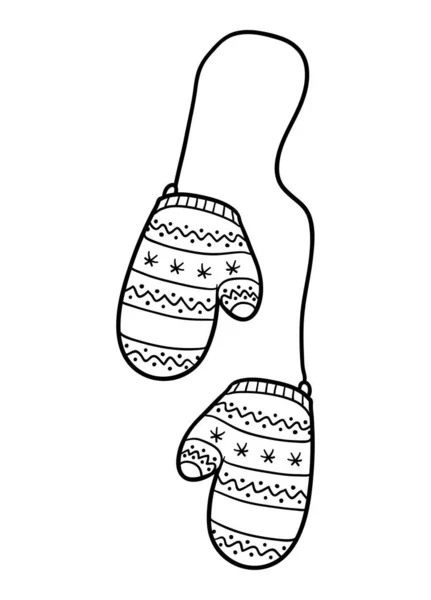 子供のためのぬり絵 Mittenウィット幾何学模様 — ストックベクタ
