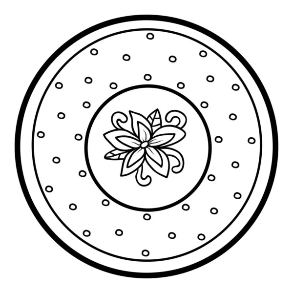 Coloring Book Children Plate Flower — Stock Vector