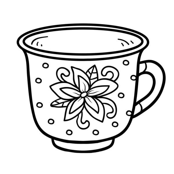 Coloring Book Children Cup Flower — Stock Vector