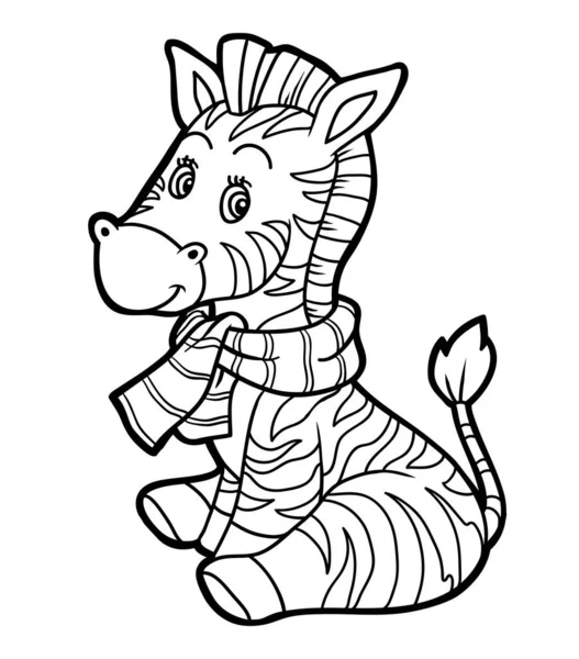 Livro Para Colorir Para Crianças Zebra Cachecol —  Vetores de Stock