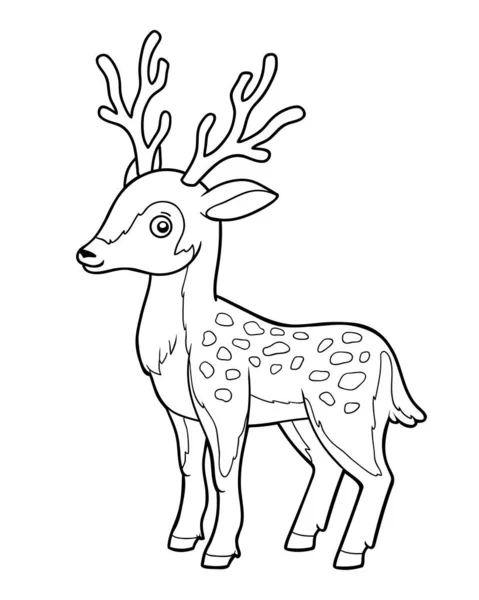 Coloring Book Children Deer — Stock Vector