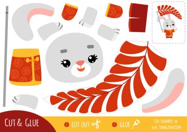Education paper game for children, Rabbit and chinese new year decoration. Use scissors and glue to create the image.