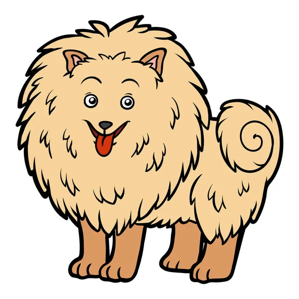 Cartoon Vector Illustration Children Pomeranian Dog — Stock Vector