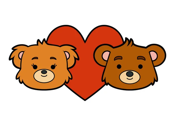 Cartoon Διανυσματική Απεικόνιση Αγαπώντας Ζευγάρι Των Αρκούδων Και Μια Μεγάλη — Διανυσματικό Αρχείο