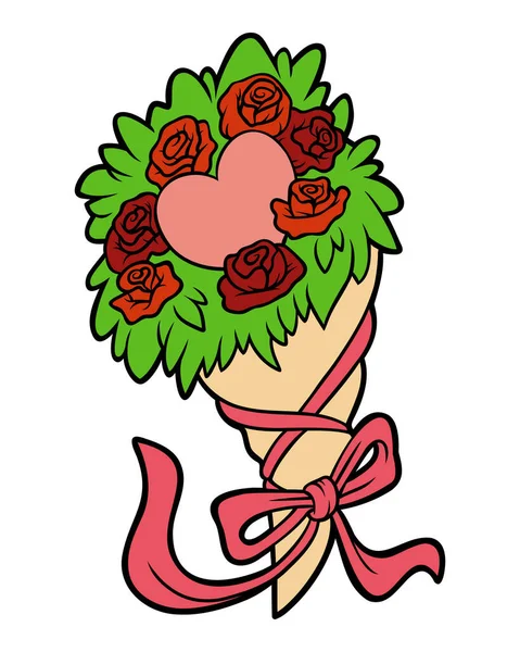 Картонний Векторний Малюнок Букет Квітів Валентинів День — стоковий вектор