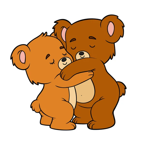 Ilustracja Wektor Kreskówki Słodkie Miłosne Przytulanie Niedźwiedzia — Wektor stockowy