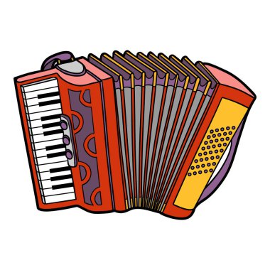 Çizgi film vektör çizimi, Akordiyon. Renkli müzik aleti