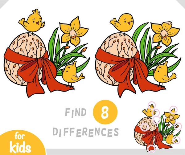 Encontrar Diferencias Juego Educativo Para Los Niños Ilustración Pascua Pajaritos — Vector de stock