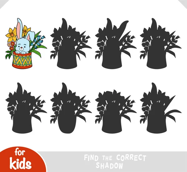 Encontrar Sombra Correcta Juego Educación Para Los Niños Ilustración Pascua — Vector de stock
