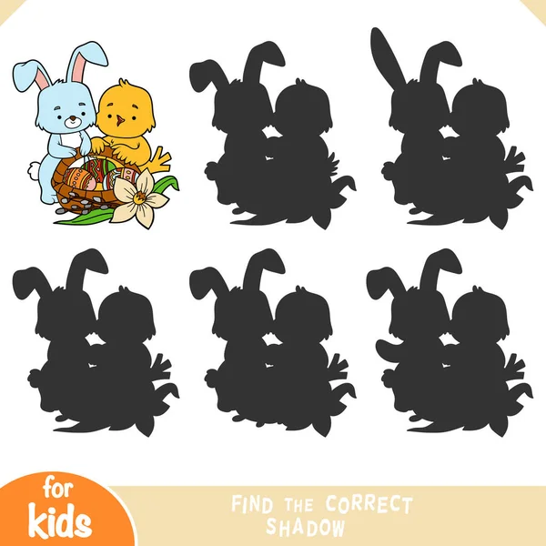 Najít Správný Stín Vzdělávací Hra Pro Děti Velikonoční Ilustrace Pták — Stockový vektor