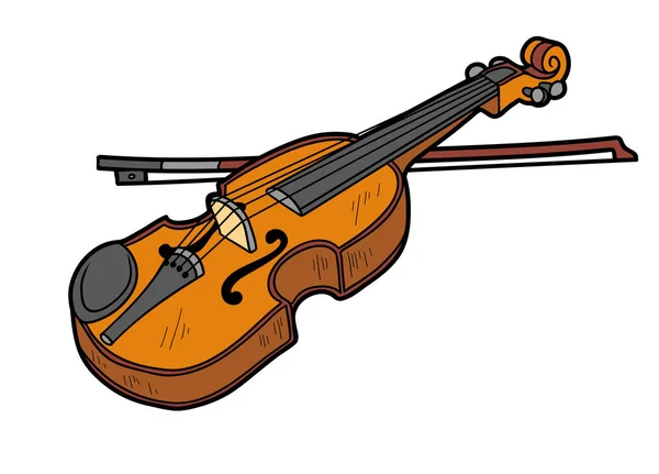 Zeichentrickvektorillustration Geige Farbenfrohes Musikinstrument — Stockvektor