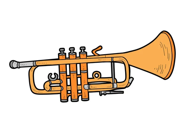 Ilustrasi Vektor Kartun Trumpet Peralatan Musik Berwarna - Stok Vektor