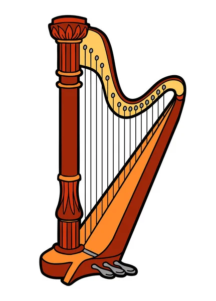 Cartoon Vector Illustration Pedal Harp Colorful Musical Instrument — Stock Vector