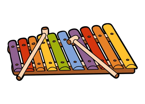 Illustrazione Vettoriale Dei Cartoni Animati Xilofono Strumento Musicale Colorato — Vettoriale Stock