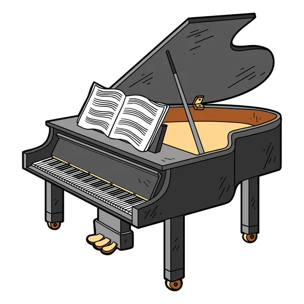 Ilustración Vectorial Dibujos Animados Piano Magnífico Colorido Instrumento Musical — Vector de stock