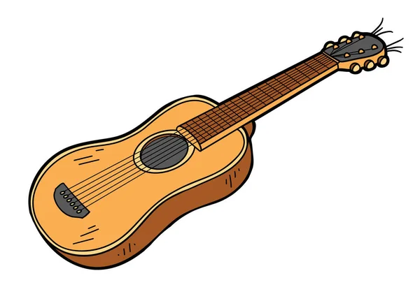 Zeichentrickvektorillustration Akustikgitarre Farbenfrohes Musikinstrument — Stockvektor