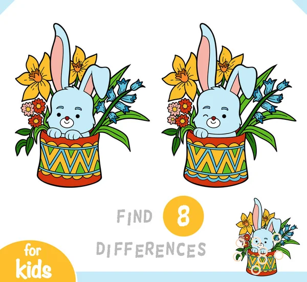 Finden Sie Unterschiede Lehrspiel Für Kinder Ostern Illustration Kleines Kaninchen — Stockvektor