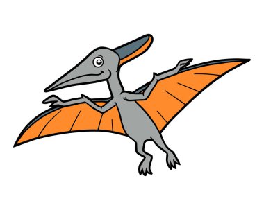 Çocuklar için karikatür vektör çizimi, dinozor Pteranodon