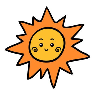 Çocuklar için çizgi film vektör çizimi, şirin Güneş