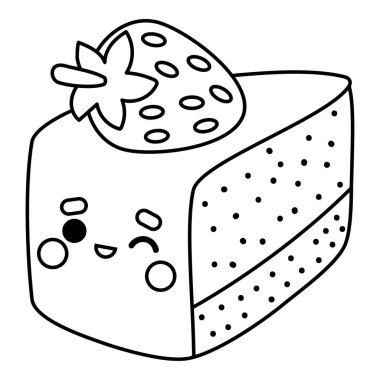 Çocuklar için boyama kitabı, şirin yüzlü bir pasta parçası.