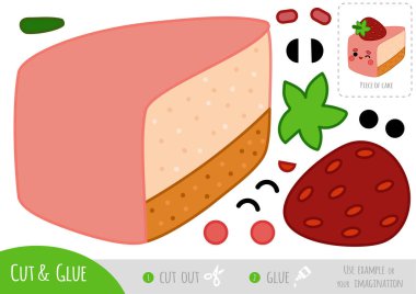 Çocuklar için eğitim kâğıdı oyunu, şirin yüzlü bir çocuk oyuncağı. Resmi oluşturmak için makas ve yapıştırıcı kullanın.