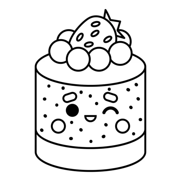 Livre Colorier Pour Enfants Cupcake Chocolat Avec Visage Mignon — Image vectorielle