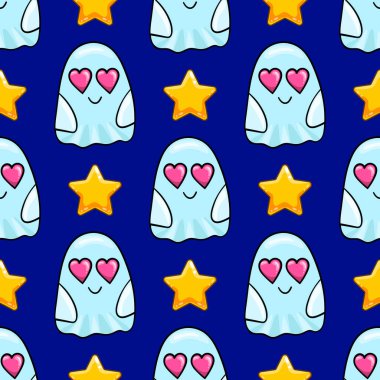 Çizgi film vektörü şirin hayaletlerle kusursuz desen