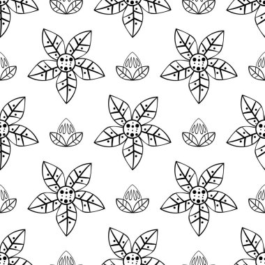 Seamless pattern with vector hand drawn flower