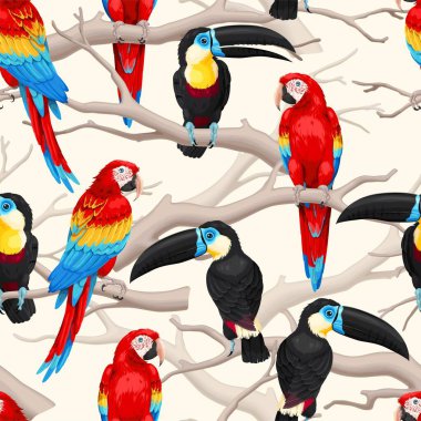 Papağan ve Tukanla vektör deseni