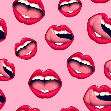 Kırmızı ve pembe dudaklı vektörsüz desen