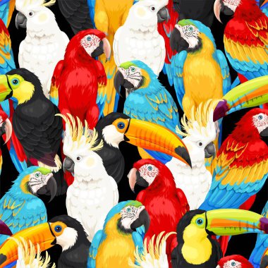 Vector seamless pattern with high detailed birds clipart