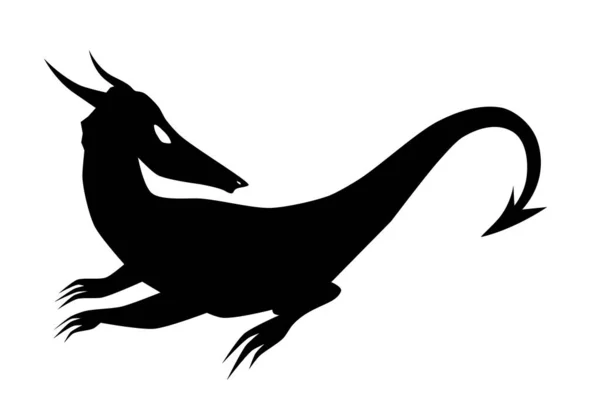 Logo Dragón Blanco Negro Con Cuernos — Foto de Stock