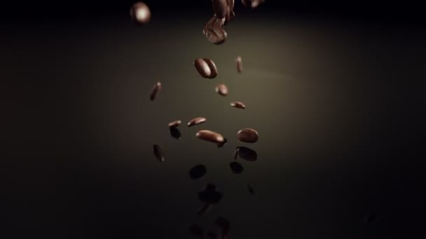 Coffee beans slow motion falling