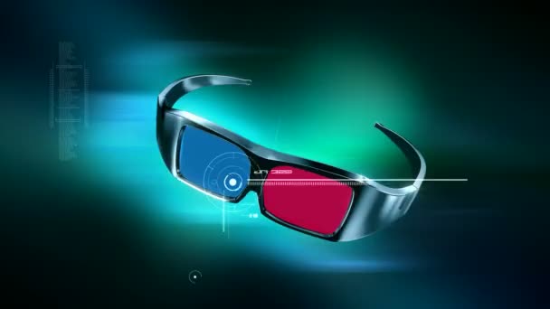 Animation des lunettes 3D Anaglyph — Video