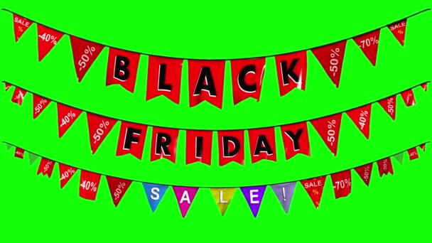 Viernes Negro Color Girland Elementos Con Máscara Separada — Vídeos de Stock