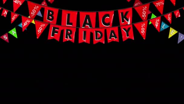 Black Friday Farbige Girlande Set Mit Separater Maske — Stockvideo