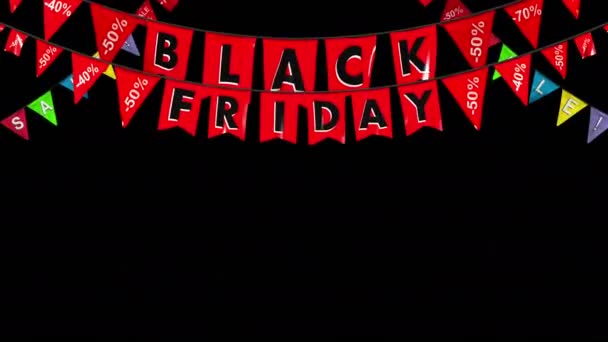 Black Friday Berwarna Karangan Bunga Ditetapkan Dengan Masker Terpisah — Stok Video