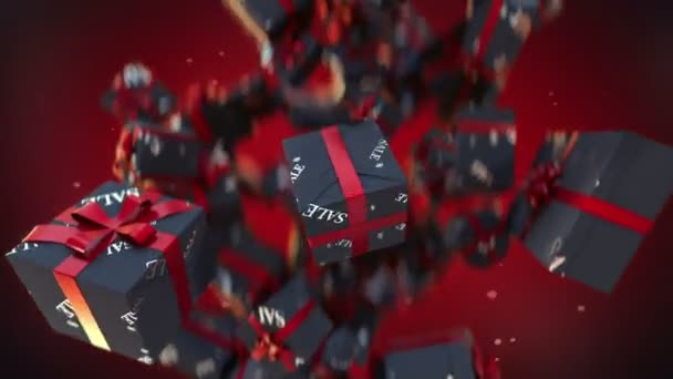 Erstaunlich Explodierende Sale Geschenkboxen Zeitlupe — Stockvideo