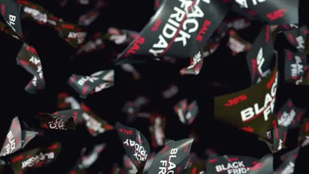 Viernes Negro Venta Volante Papel Loopable Animación — Vídeo de stock