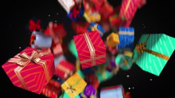 Úžasné Explodující Vánoční Dárkové Krabice Zpomaleném Filmu — Stock video