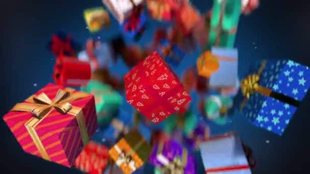 Erstaunlich Explodierende Weihnachtsgeschenkboxen Zeitlupe — Stockvideo