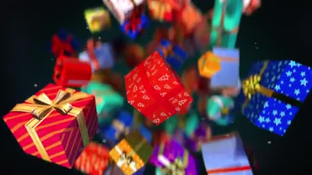 Εκπληκτική Έκρηξη Κουτιά Δώρο Χριστουγέννων Αργή Κίνηση — Αρχείο Βίντεο
