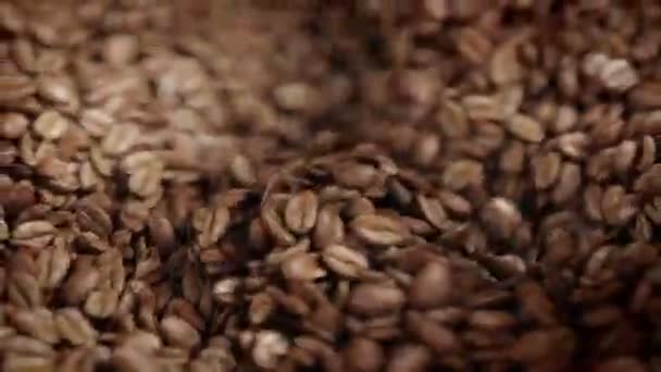 Kaffeebohnen Der Mühle Geröstet — Stockvideo