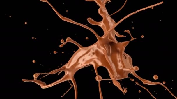 Exploding Liquid Chocolate Matte Alpha Channel Mask Slow Motion — Stock Video